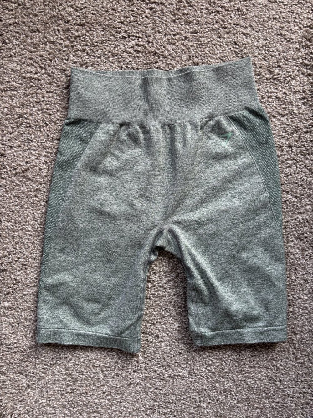 Gymshark Flex Cycling Shorts in a Green/White Heather Colour